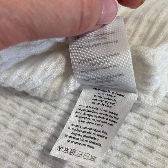 NWT WeWoreWhat Women's V-Neck Polo Tank Soft Knit Optic White Large Beach Summer - Picture 9 of 11